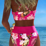 Kontraszt virágmintás bikini és hasíték