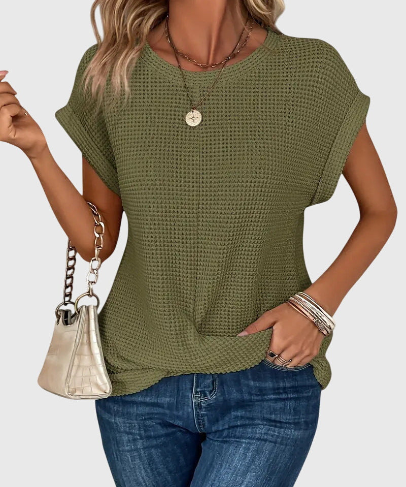 Isa - Elegant Blouse with Crew Neck