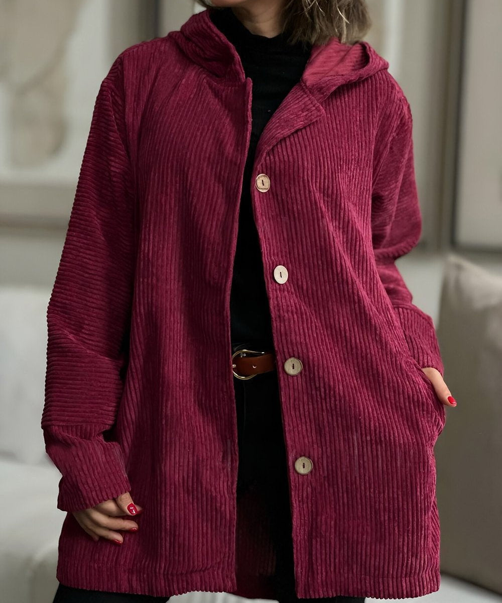 Cordia - Corduroy Hooded Cardigan