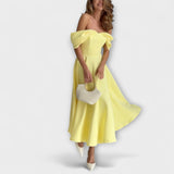 Romy - Maxi ruha elegáns, váll nélküli és drapériás