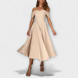 Romy - Maxi ruha elegáns, váll nélküli és drapériás