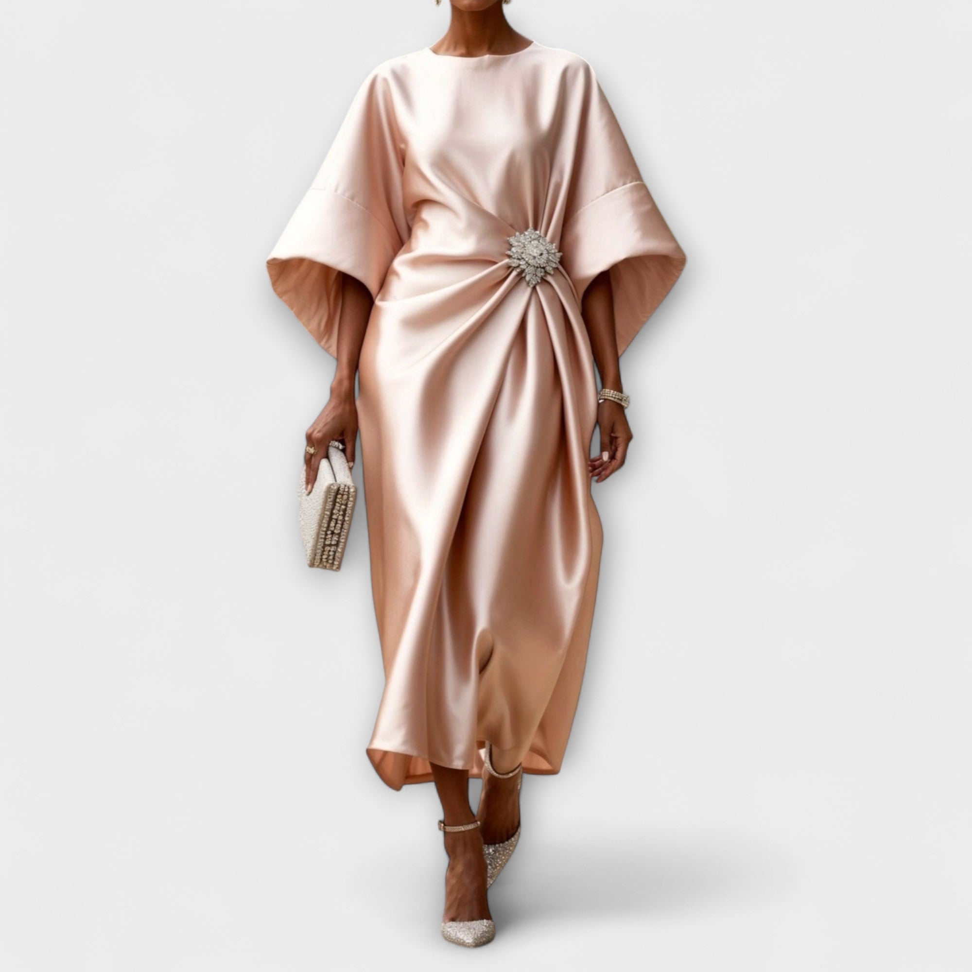 Luxus selyem maxi ruha fényes kivitelben