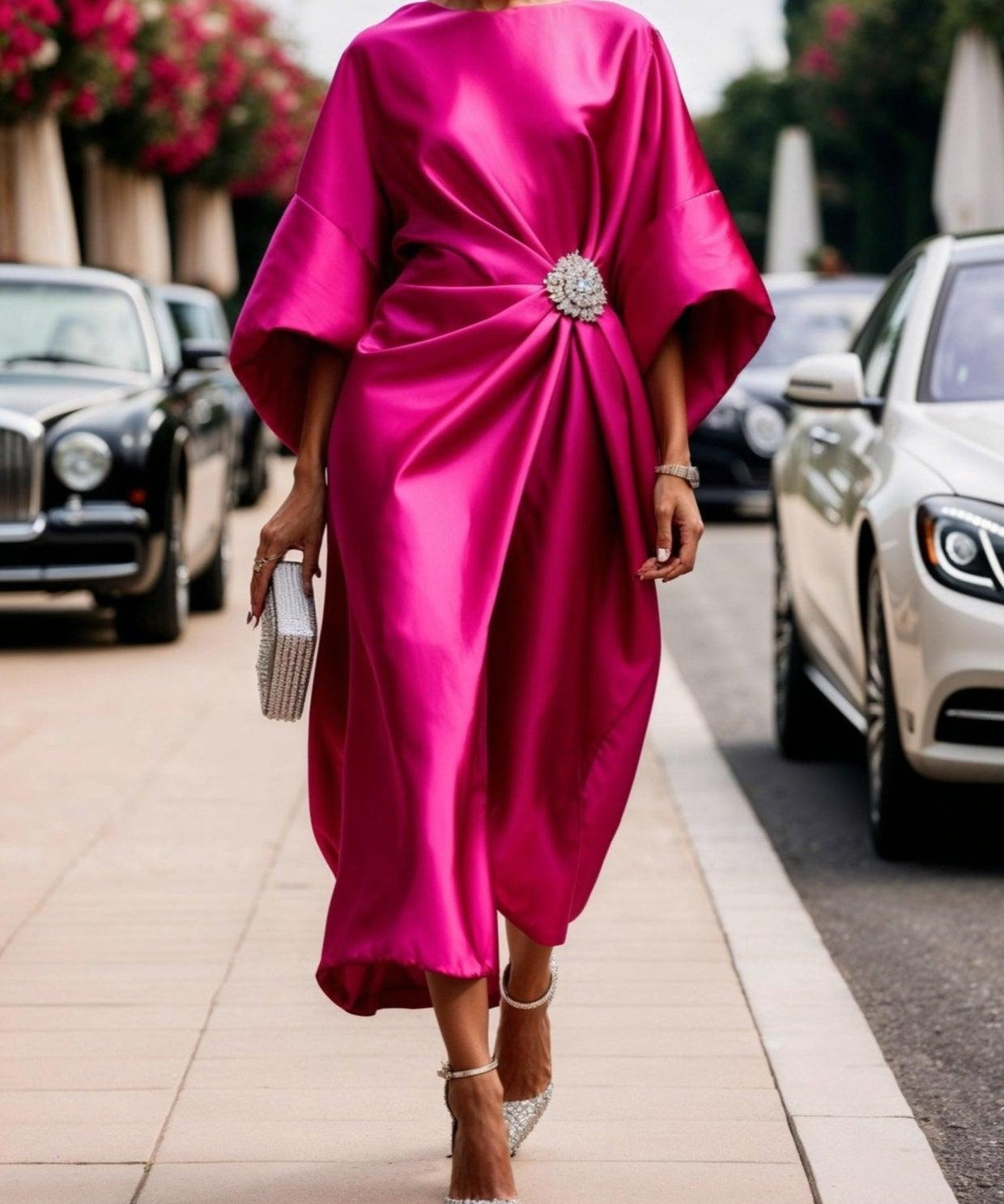 Elena - Luxe Shimmer Satin Long Dress