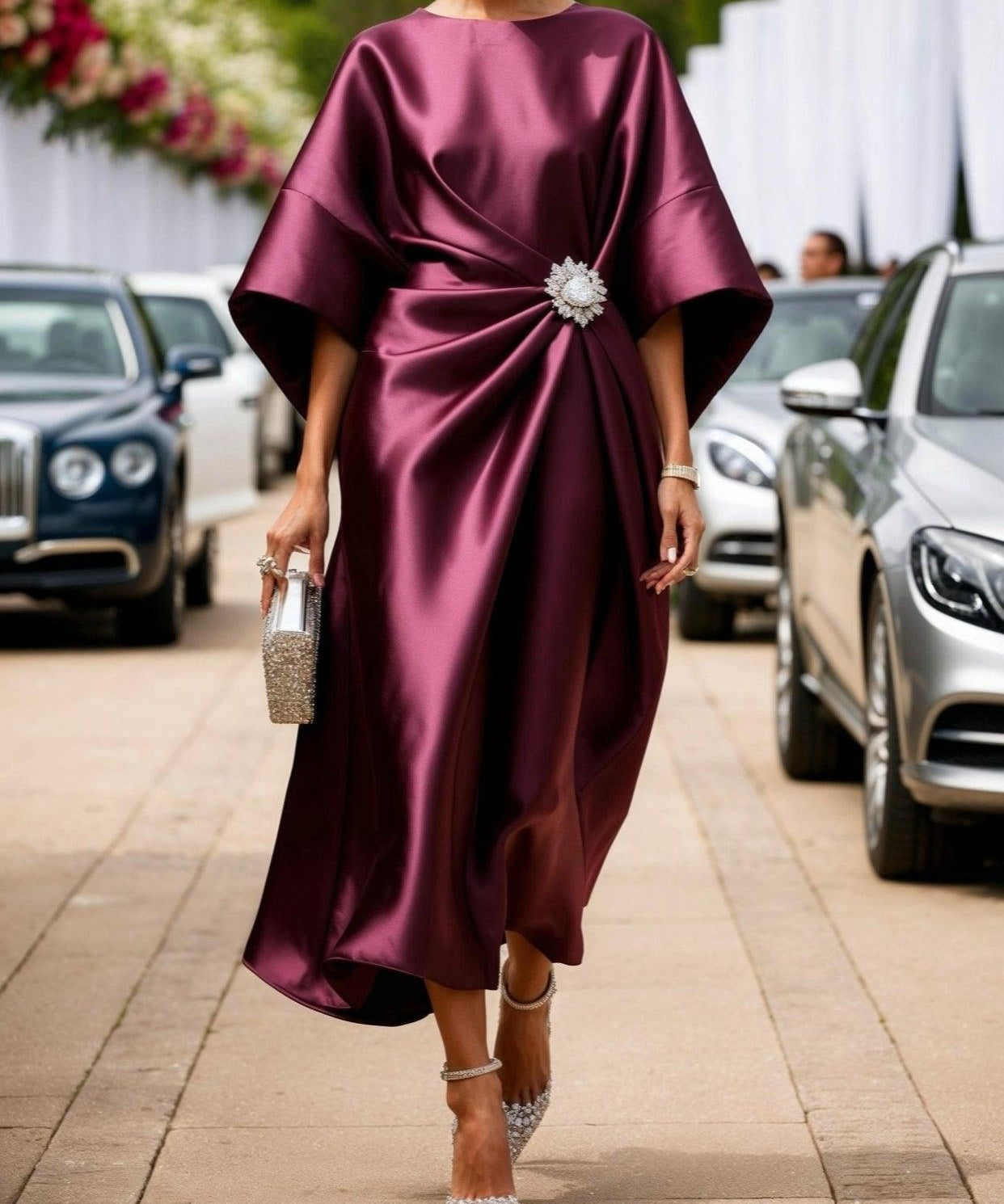 Elena - Luxe Shimmer Satin Long Dress