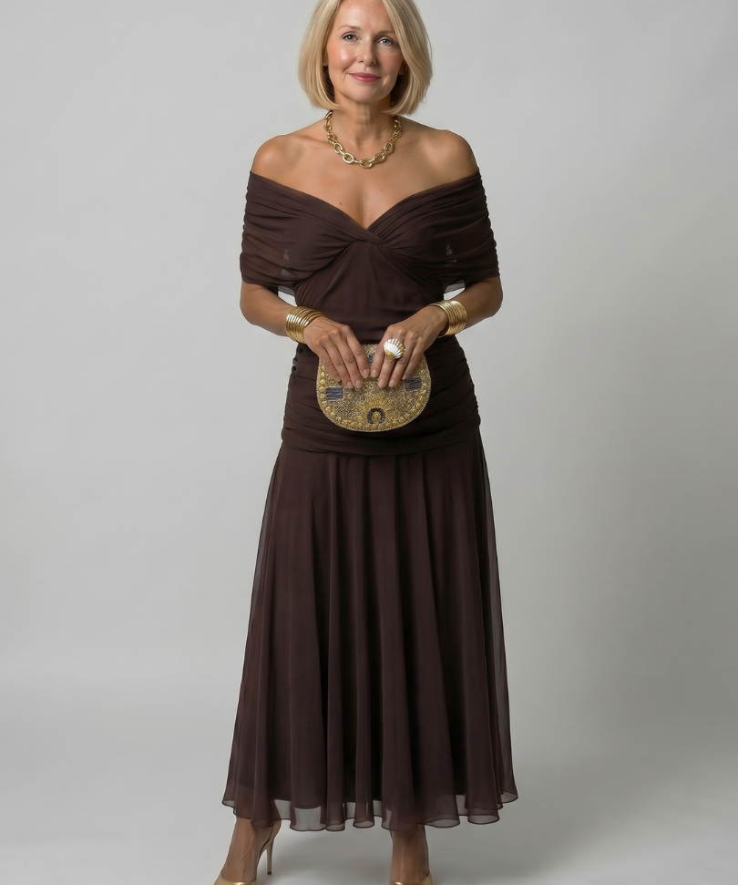 Boglárka - Off Shoulder Flow Midi Dress