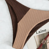 Natalie - Ribbed Two Tone High Leg Bikini