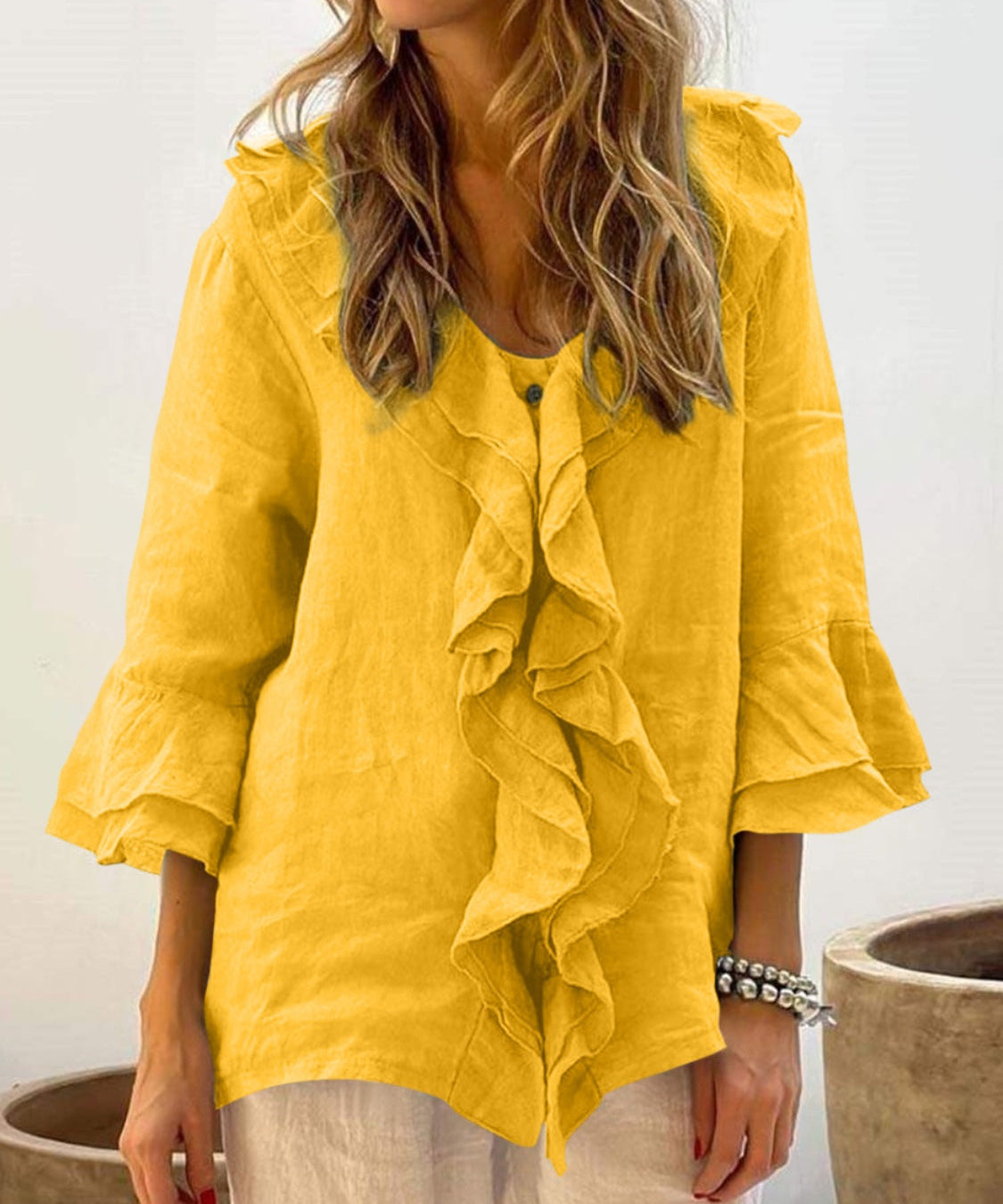 NADINE - Women Chic Bell Sleeve Ruffle Top