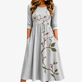 Silver Meadow Blossom Pocket Midi Dress