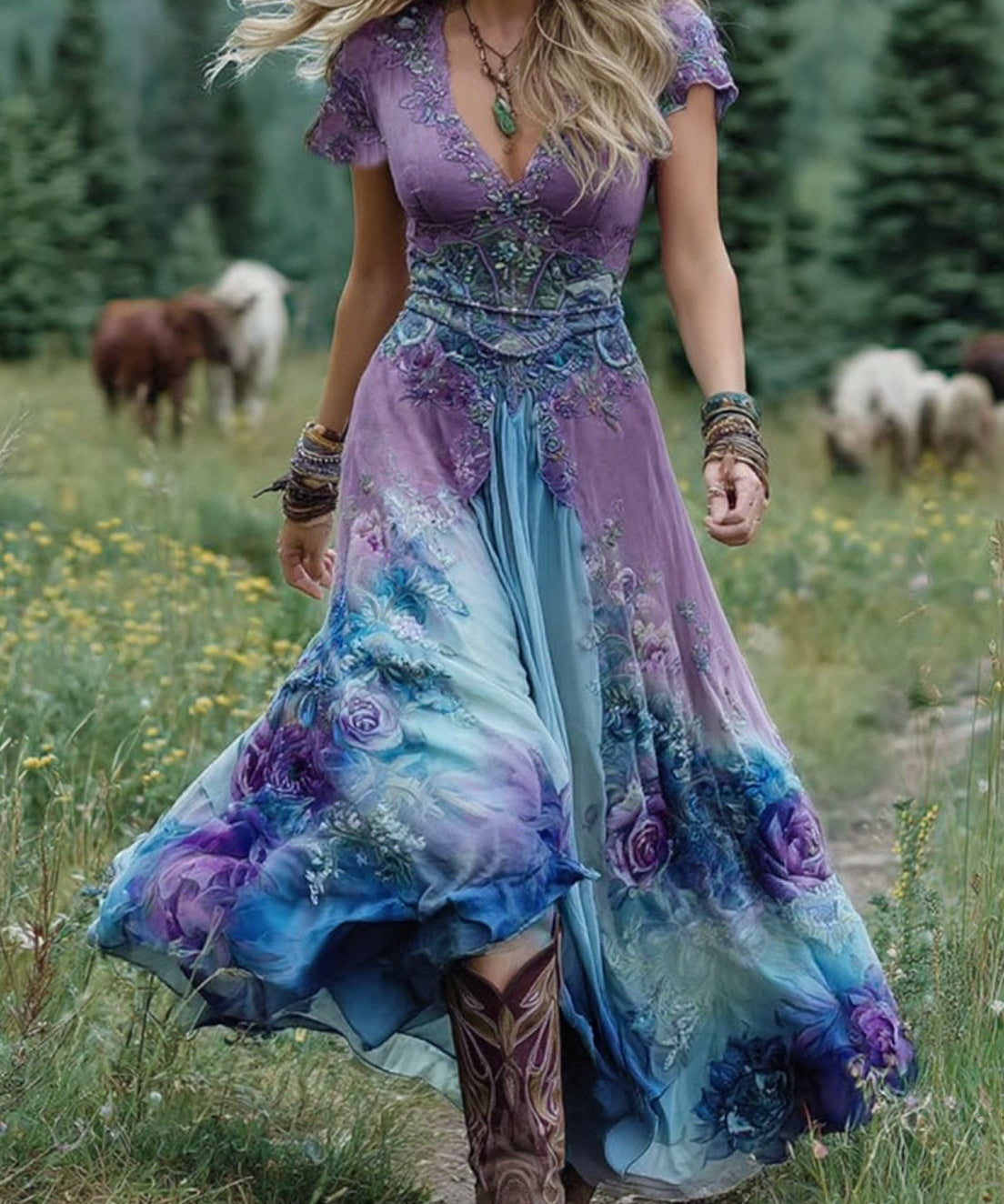 Serena - Short Maxi Floral Dress