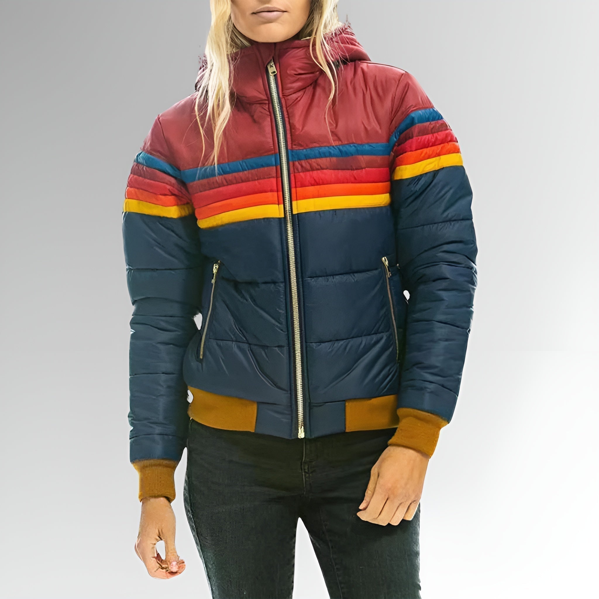 Katrina - Zip-Up Jacket with Rainbow Stripes
