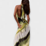 Klasszikus maxi ruha degradé és tie-dye mintával