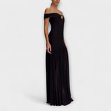 Maelie - Elegáns maxi bodycon ruha ujjatlan virágos díszítéssel