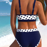 Veronika - Magas derekú pöttyös bikini patchwork dizájnnal