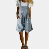 Júlia | Vintage Washed Soft Cotton Feel Denim Virágmintás Overál