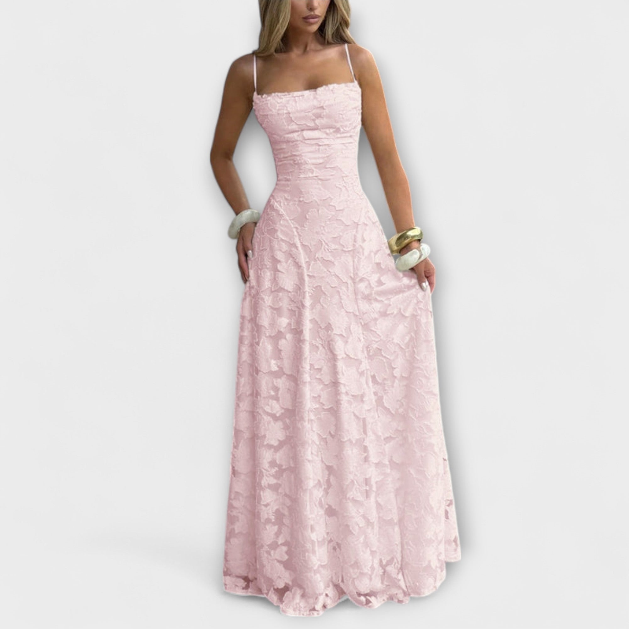 Emberly - Elegáns maxi ruha jacquard szövetből