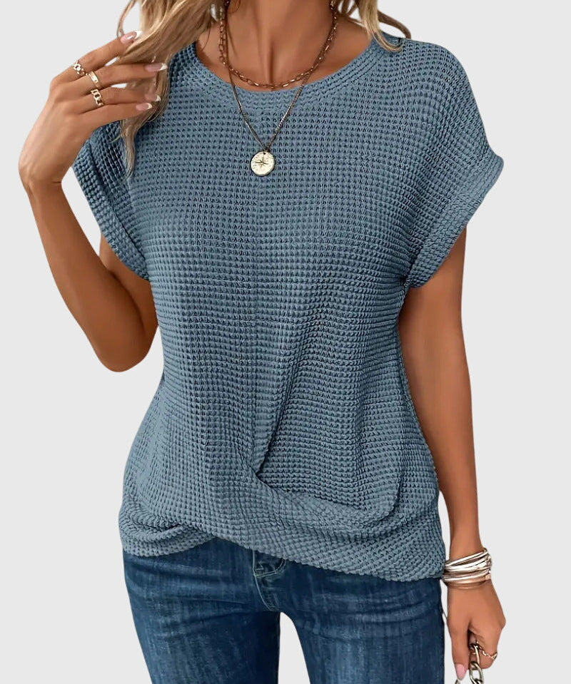 Isa - Elegant Blouse with Crew Neck