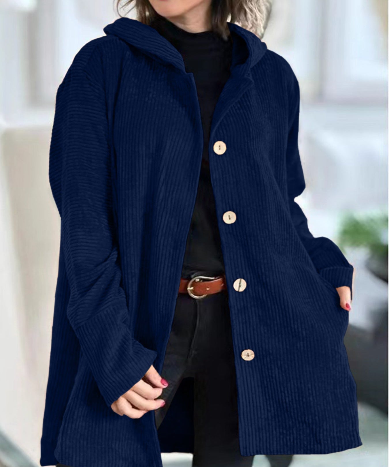 Cordia - Corduroy Hooded Cardigan