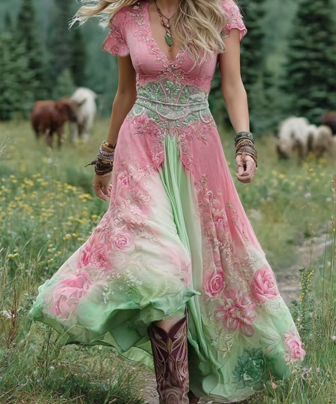 Serena - Short Maxi Floral Dress