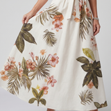 Krisztina - Draped Halter Botanikai Panel Maxi Ruha
