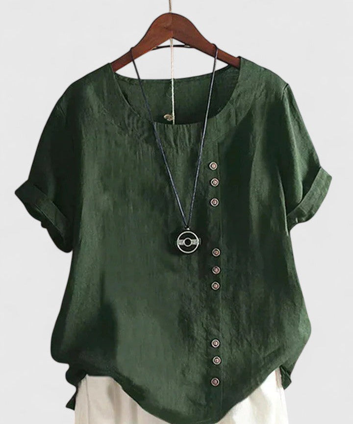 Elisavie - Comfortable Short Sleeve Blouse