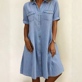 Patricia - Casual Denim Style Midi Dress