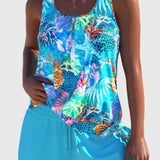 Trudy – Elegáns tankini lapos has hatással és hozzáillő rövidnadrággal