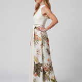 Krisztina - Draped Halter Botanikai Panel Maxi Ruha