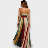 Melissa - Maxi ruha multicolor pliszé csíkokkal