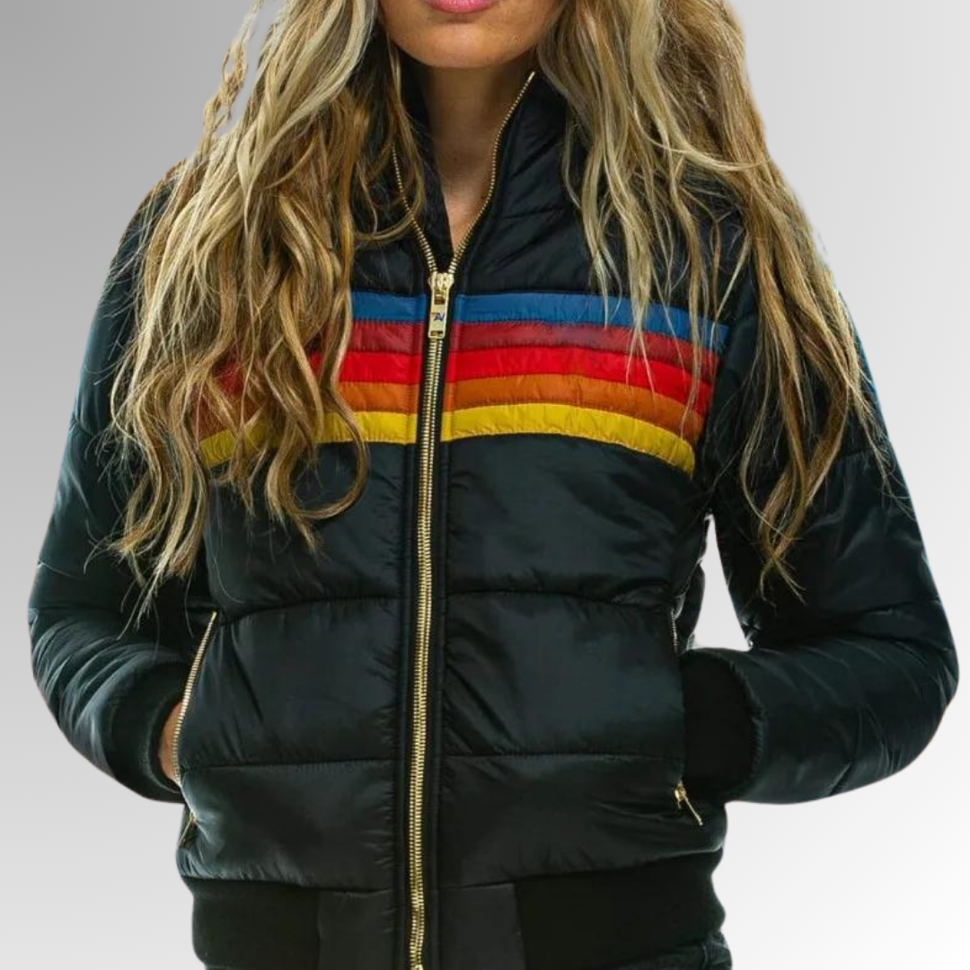Katrina - Zip-Up Jacket with Rainbow Stripes