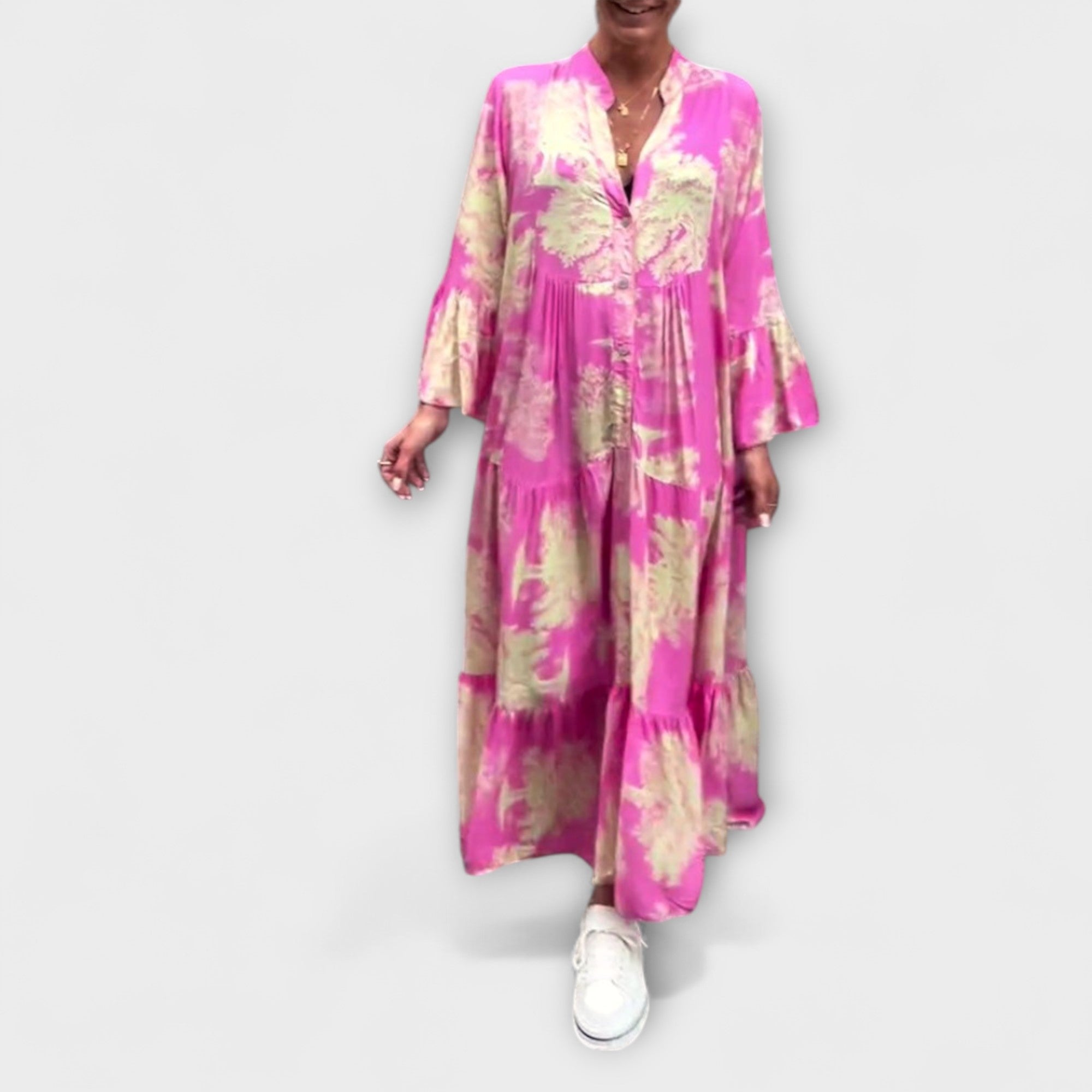 Nerina - Elegáns maxi ruha virágmintával