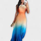 Haven - Stílusos Maxi Ruha Ujj Nélkül Tie-Dye