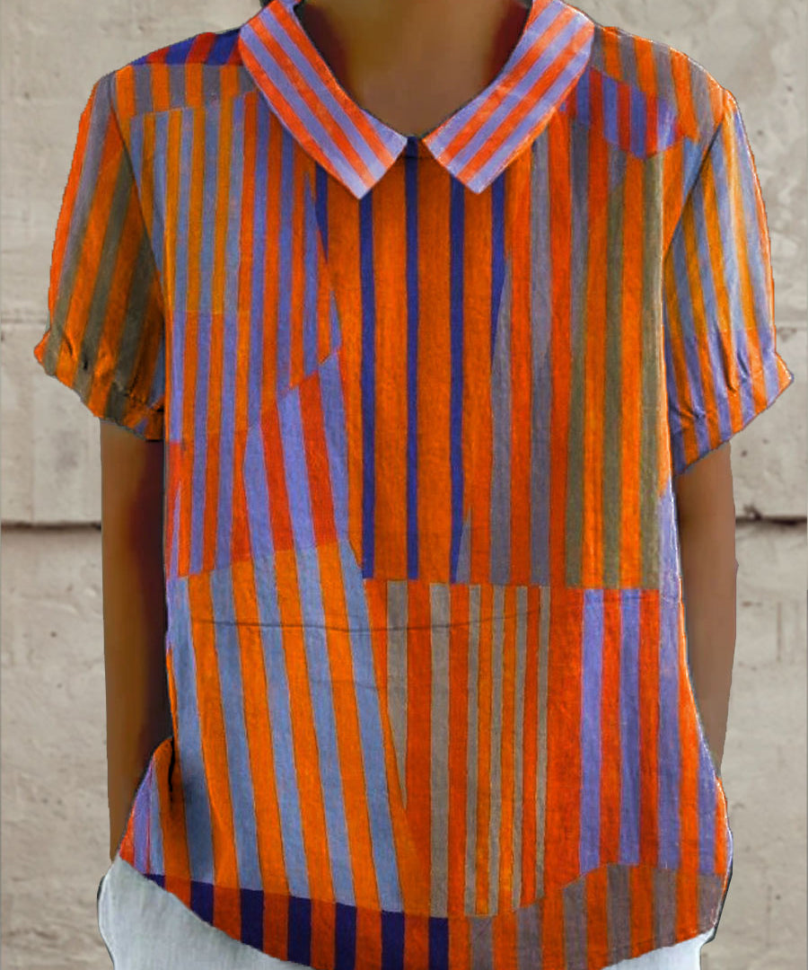 Nina - Geometric Striped Blouse