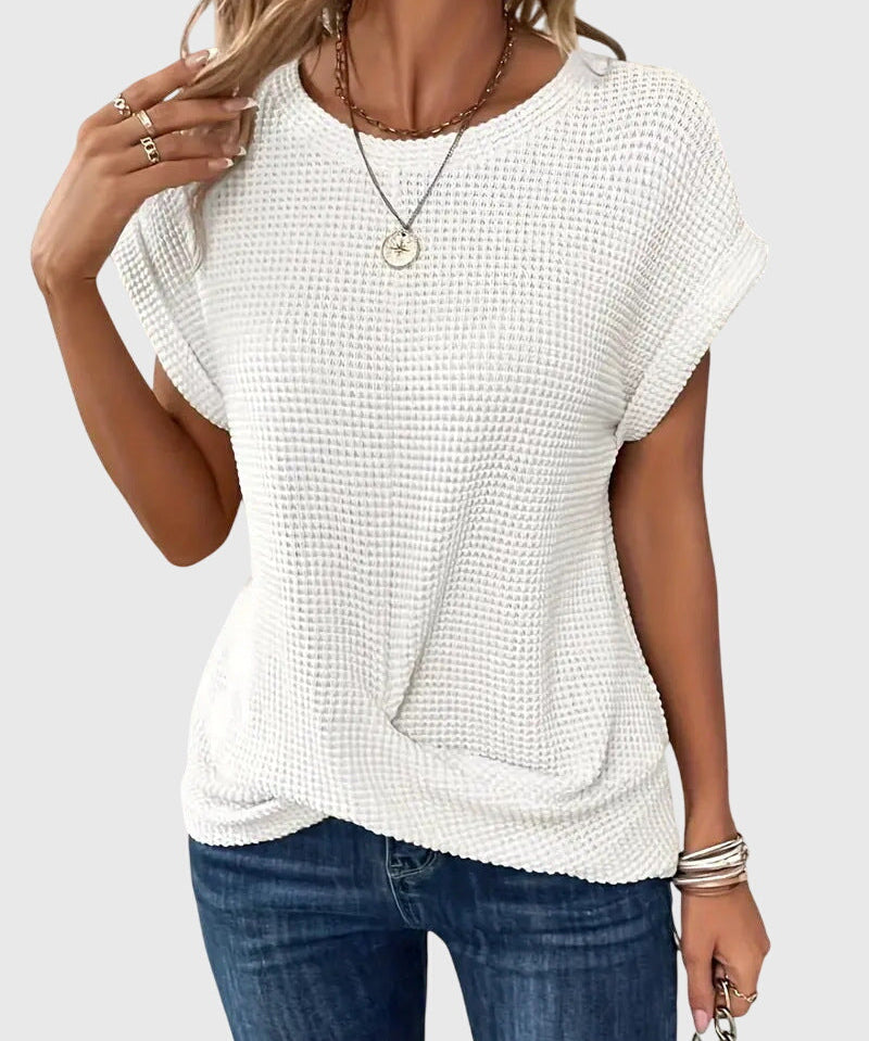 Isa - Elegant Blouse with Crew Neck