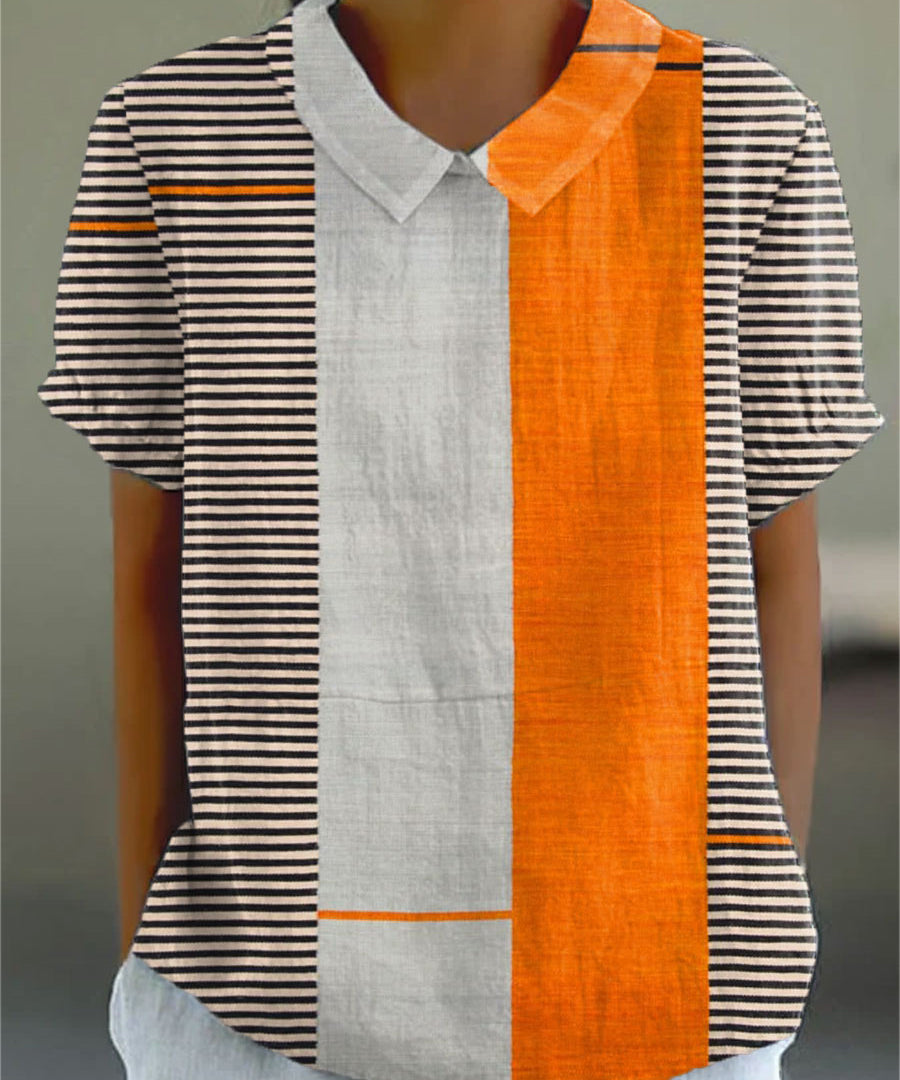 Lena - Striped Color Block Blouse
