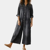 Diana | Vintage Mosott Puha Pamut Farmer Overall Gombos Záródással