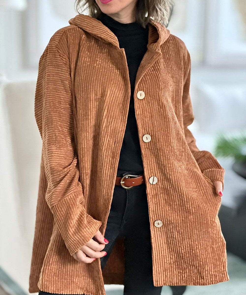 Cordia - Corduroy Hooded Cardigan