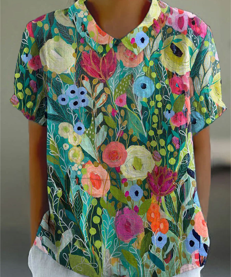 Diana - Watercolor Floral Blouse