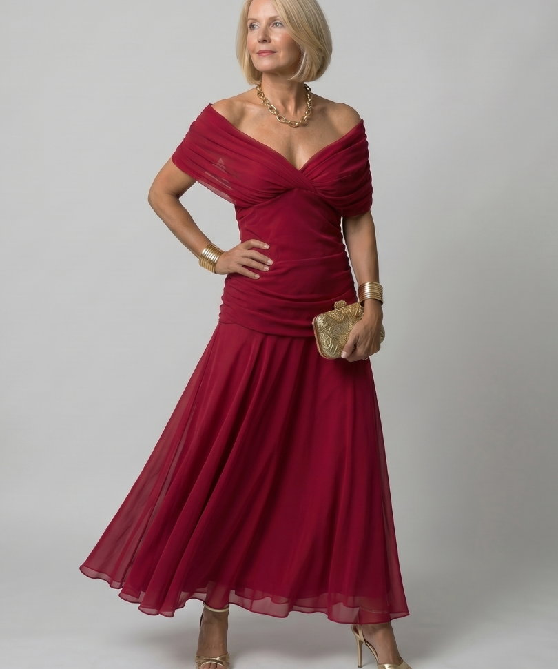 Boglárka - Off Shoulder Flow Midi Dress