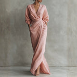 Alessia - Pink Linen Maxi Dress