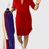 Katherine - Solid V-Neck Dress
