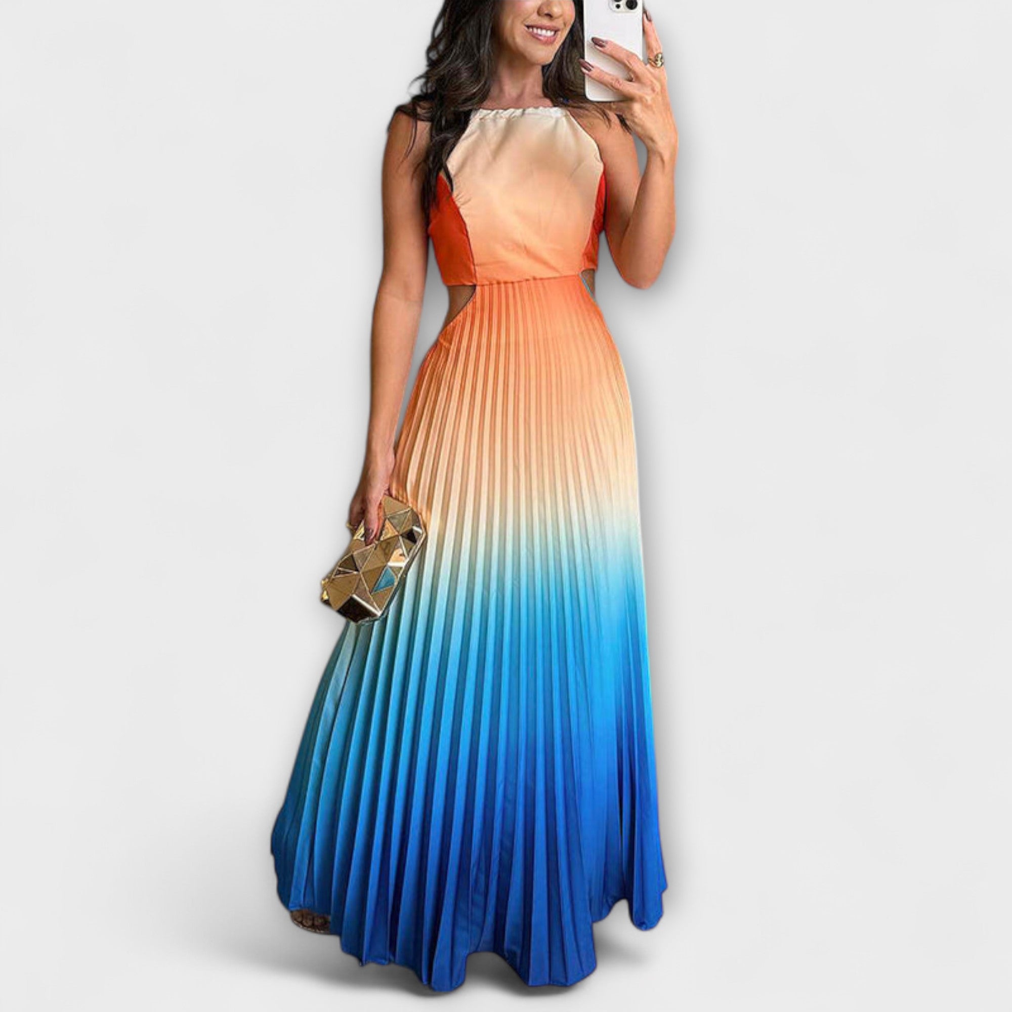Haven - Stílusos Maxi Ruha Ujj Nélkül Tie-Dye