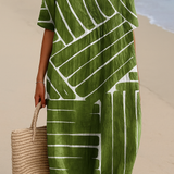 Eira - Green Dress with Geometric Pattern