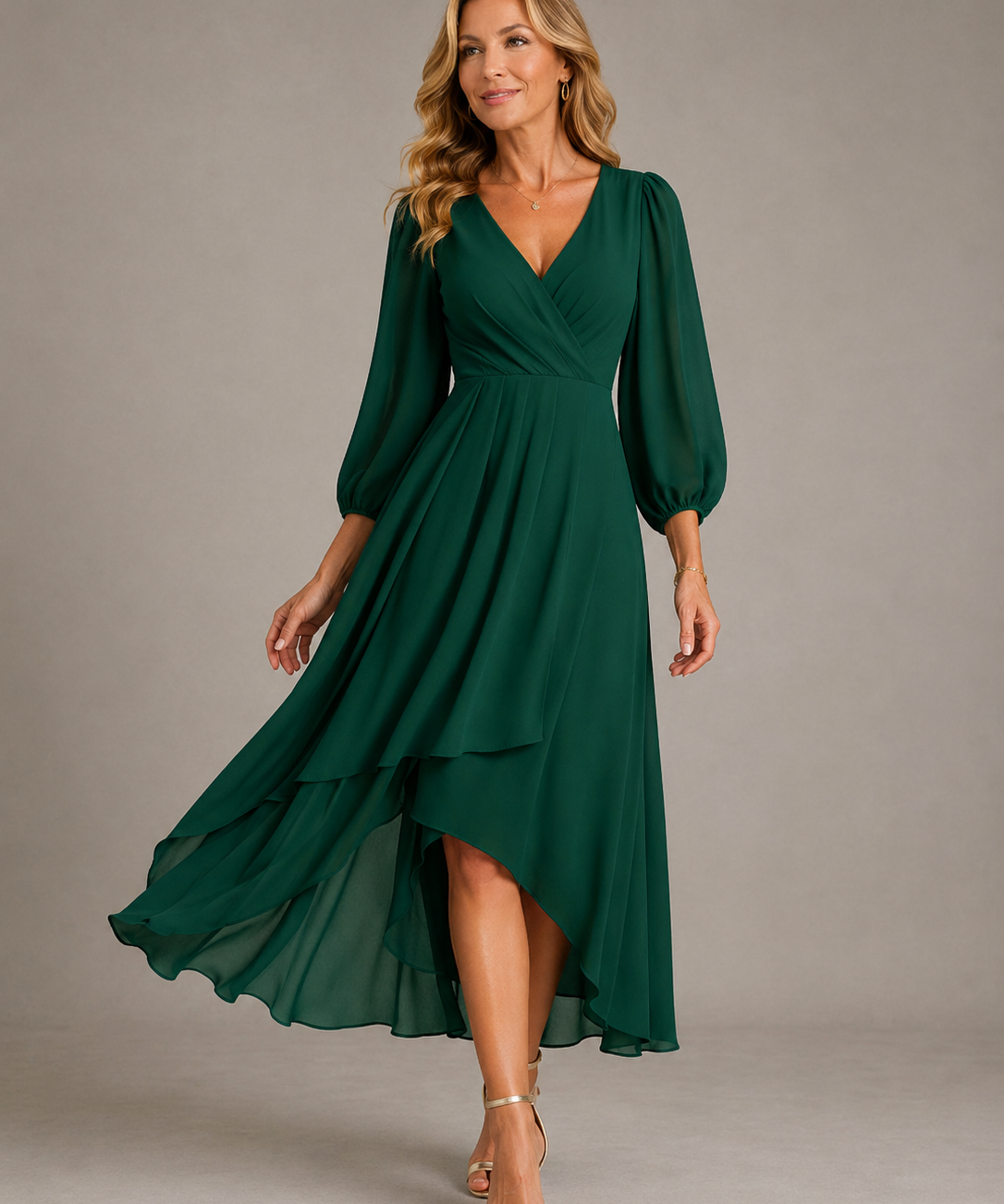 Mia™ | Elegáns V-nyakú Hosszú Ruha
