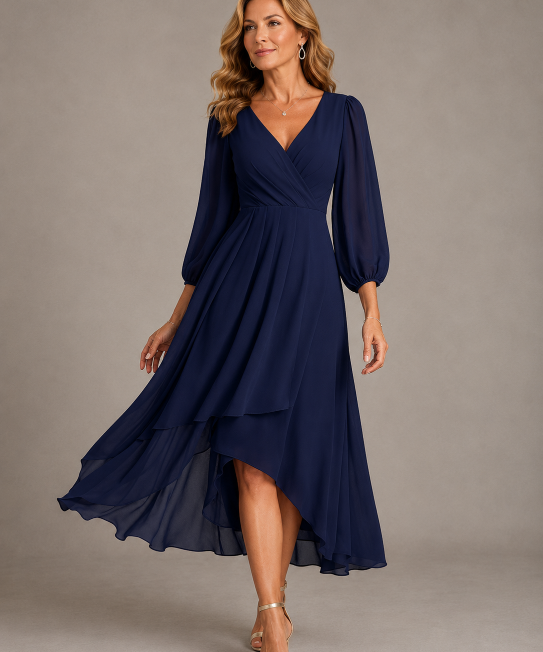 Mia™ | Elegáns V-nyakú Hosszú Ruha