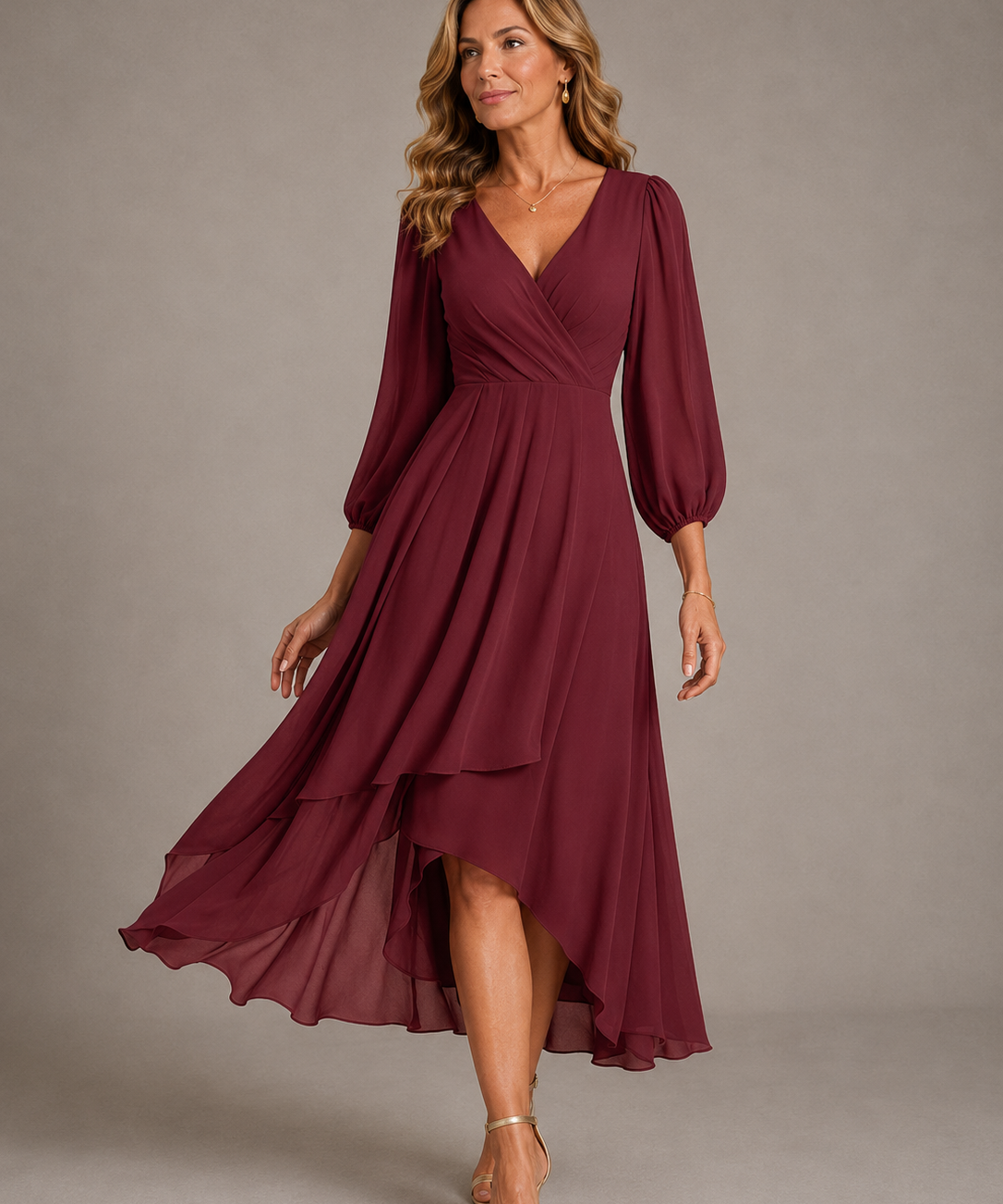 Mia™ | Elegáns V-nyakú Hosszú Ruha
