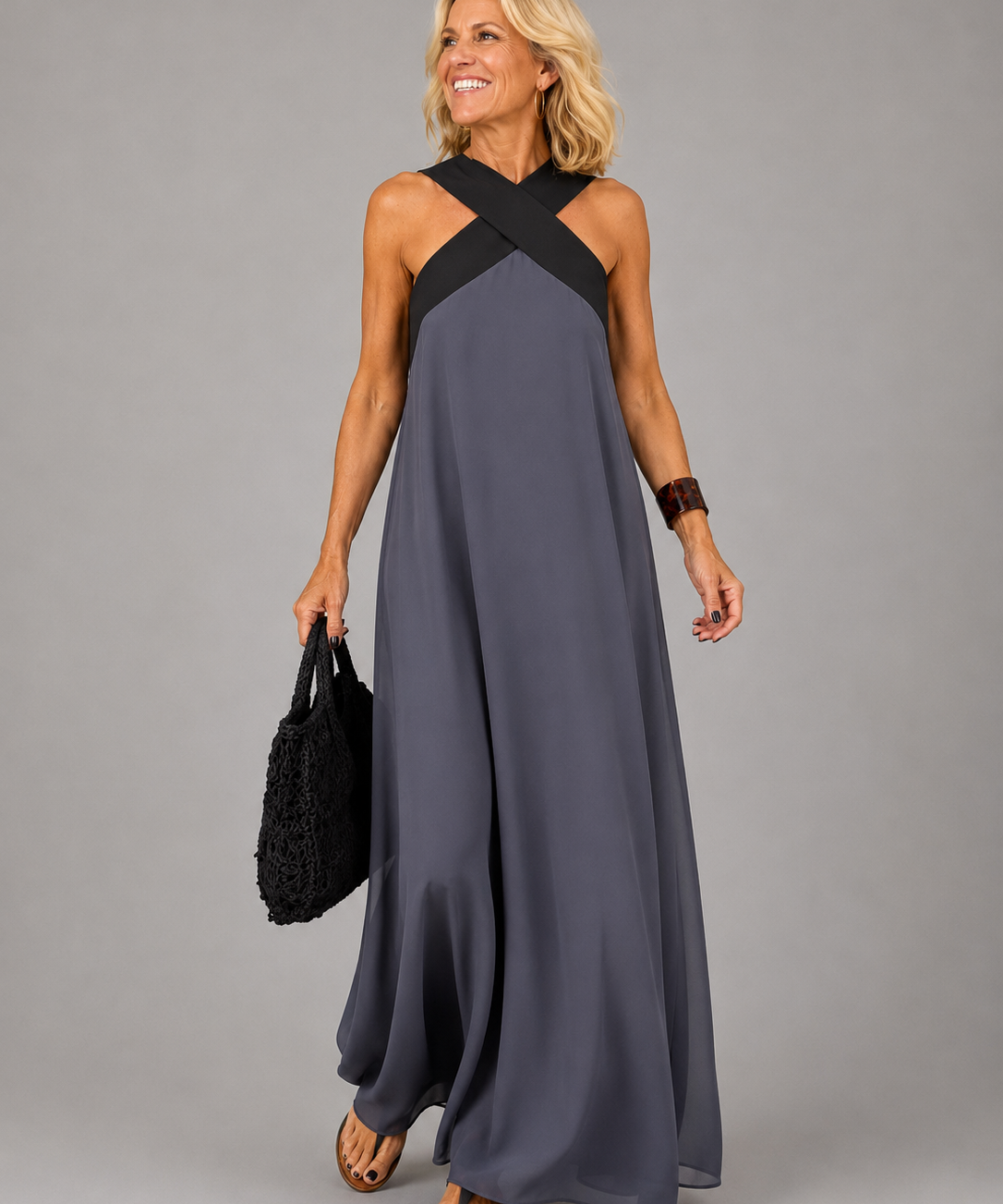 Velora™ | Kereszt Elegancia Maxi Ruha