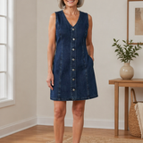 Lila - Casual Denim Overall Dress