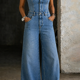 Linda - Strapless Denim Jumpsuit