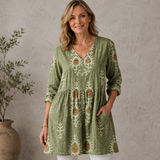 Elise | Long Blouse with V-Neck