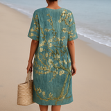 Mara - Floral Dress in Aqua Green